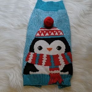 Christmas penquin dog sweater with  pom po…